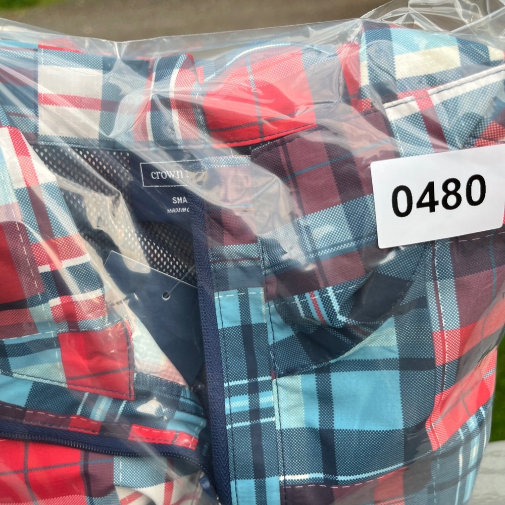 Crown & Ivy Mens Patchwork Plaid Golf Vest Red Blue Quarter Zip Small NWT - Picture 12 of 12